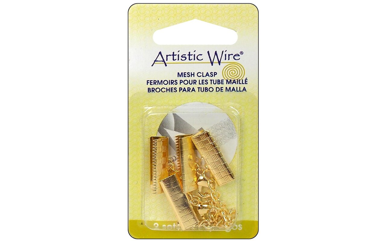 Artistic Wire Mesh Clasp 18mm Gold Color 2pc